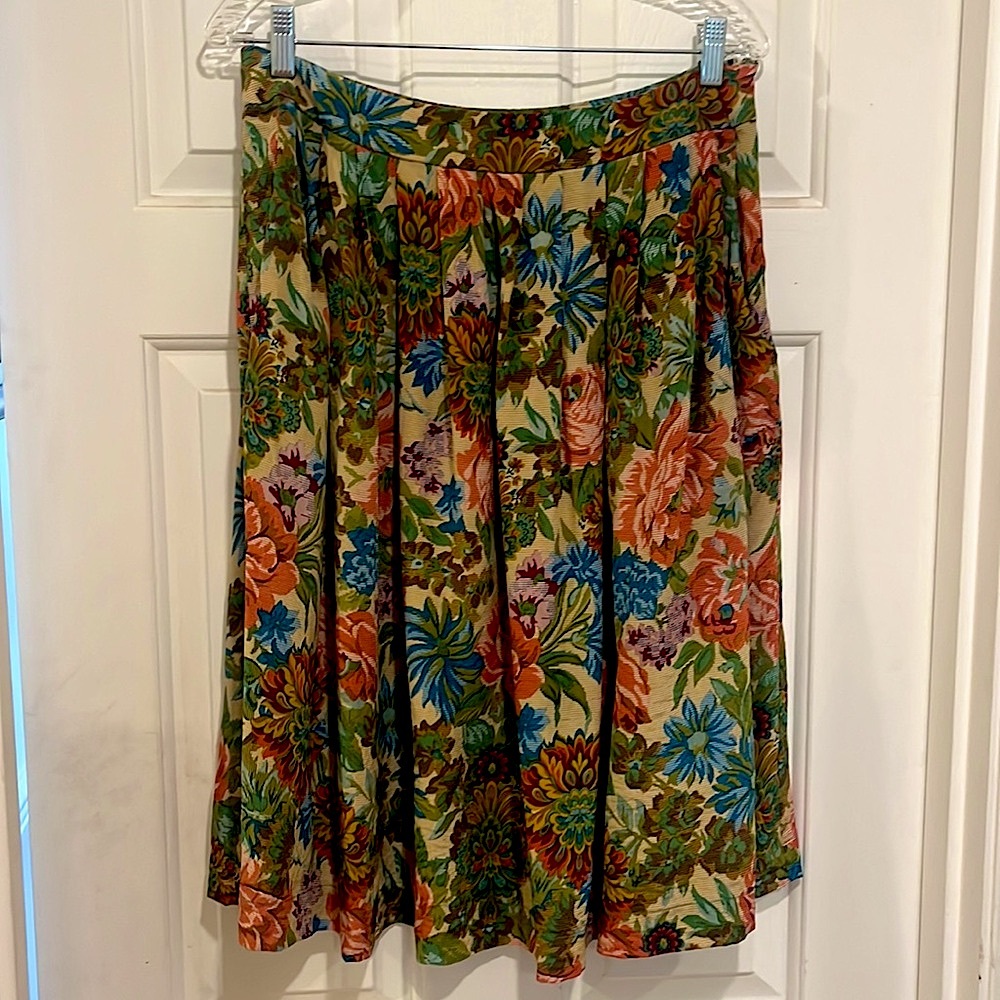 Anthropologie Postella Floral Side Zip Skirt Large